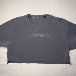 Just Strong black oversized athletic cropped tonal t-shirt XL